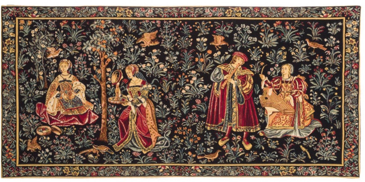 Vlámský gobelín tapiserie  - Galanterie  Médiéval