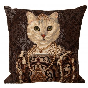 Gobelínový povlak na polštář - Chat à la couronne II