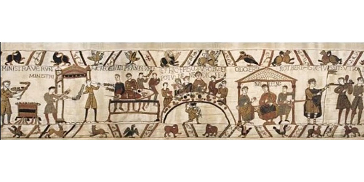 Vlámský gobelín tapiserie  - Bayeux Banquet II