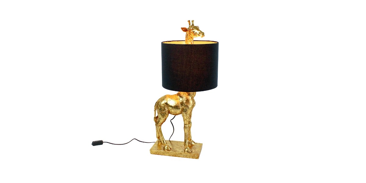 Žirafá - stolní lampa GiGi, zlatá / černá