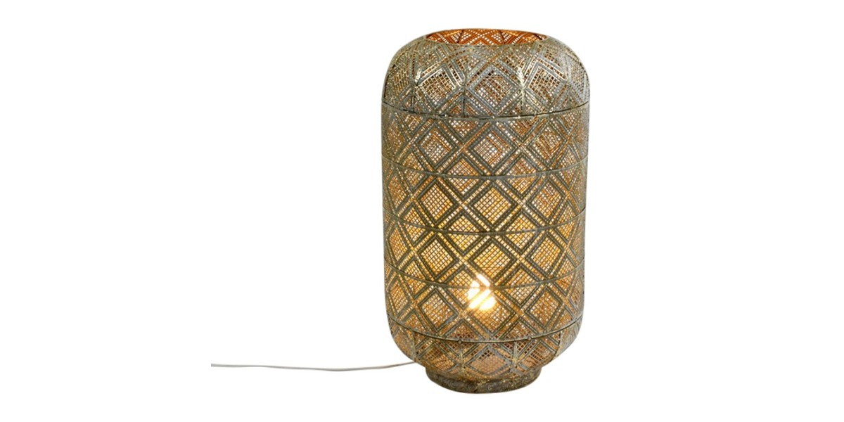 Stojací lampa Siam I, zlato, kov, E14, 25x25x45cm