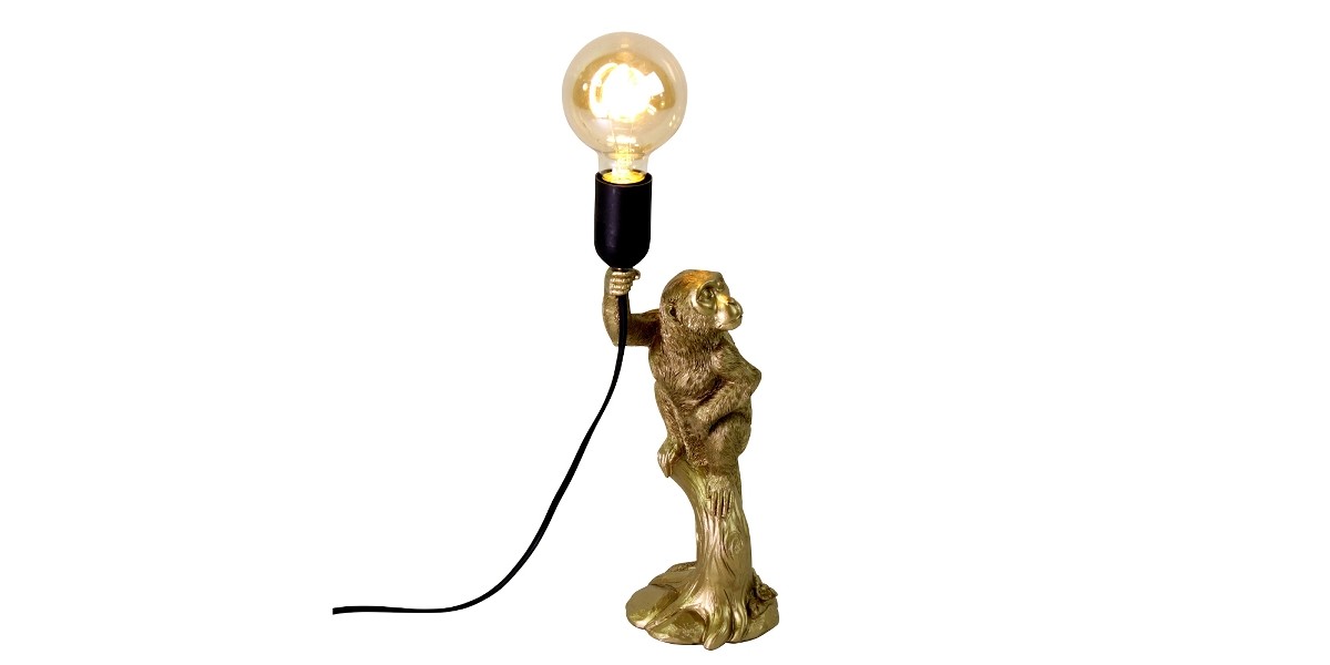 Stolní lampa - Monkey gold, polyresin