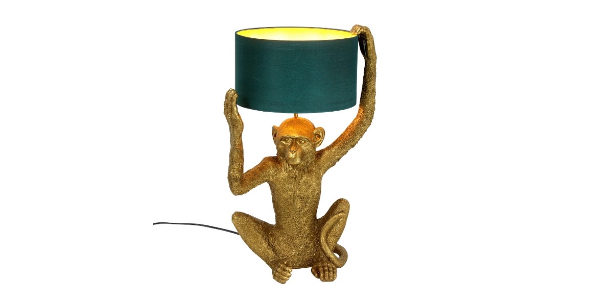 Stolní lampa -  Chimpy, zlato / zelená benzín, polyresin