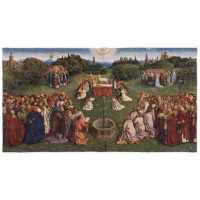 Vlámský gobelín tapiserie  -  L’adoration de l’Agneau mystique by Jan van Eyck